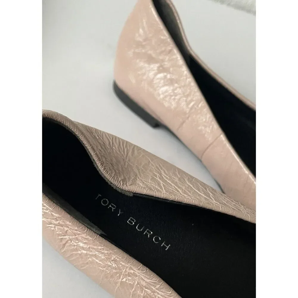 NEW TORY BURCH CHELSEA CAP TOE LEATHER BALLET FLAT IN SHELL PINK US SIZE 7.5